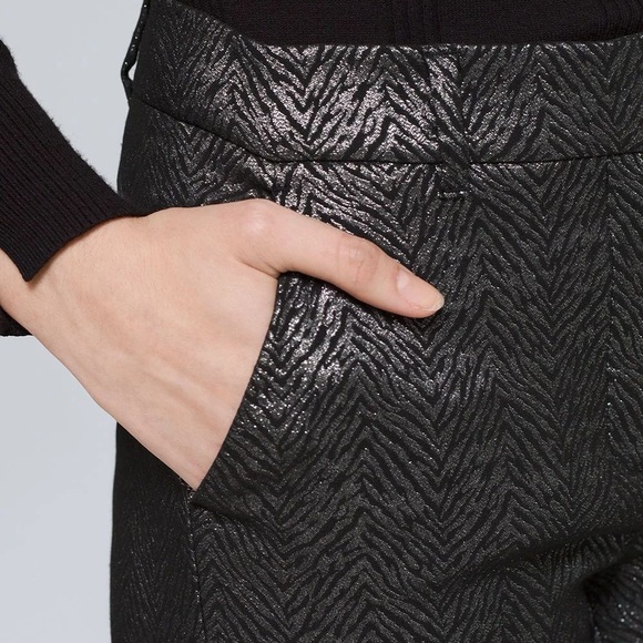 WHBM Black Silver Metallic Comfort Stretch
Jacquard Slim Ankle Pants 4 - Picture 5 of 12